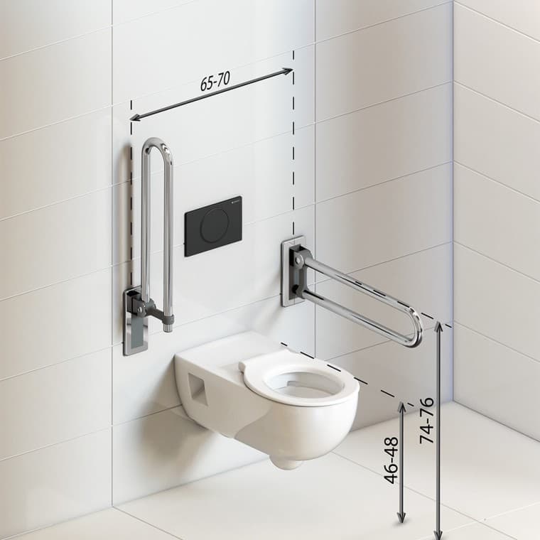 Розміри встановлення безбар'єрного унітаза з поручнями Розміри встановлення безбар'єрного унітаза з поручнями