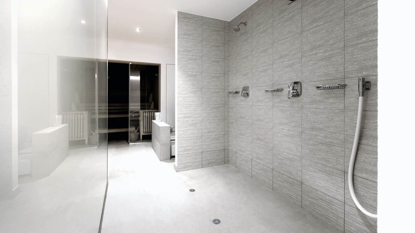 Спільна душова зі зливом з вінілу (ПВХ) Geberit у підлозі Спільна душова зі зливом з вінілу (ПВХ) Geberit у підлозі